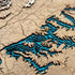 Close-up of Douglas Lake wooden map with layered depth